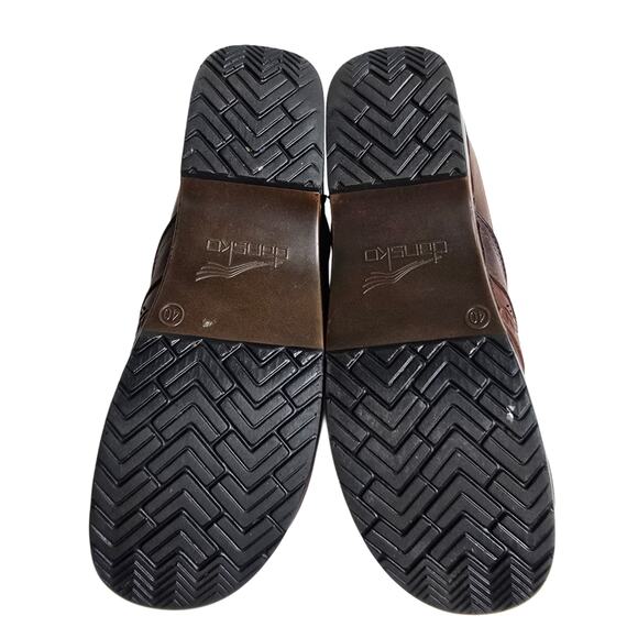 Brown Clogs Dansko Penny Size EU40 US 9.5-10 Burnish Nubuck Leather Floral Leaf - Picture 12 of 14